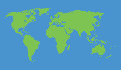 Modern Green World Map Vector in Flat Design
