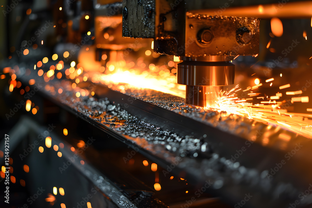 Poster Precision metalworking with cnc machine