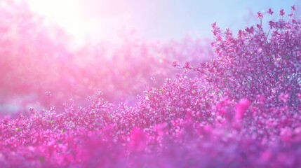 Naklejka premium Winter Orchard Transition: Stunning Pink Blossoms in Low Sunlight Cinematic Scene