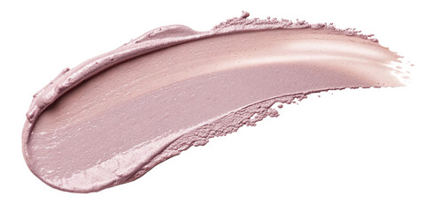 Fototapeta premium A soft light purple beige smear of creamy, luminous blusher delicately swirled across a png background, highlighting its smooth texture and radiant finish. 