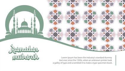 Naklejka premium Islamic Background, Mosque, Design for Greeting Card of Ramadan Kareem and Eid.