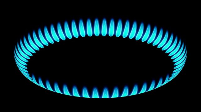 Single propane butane gas burner with blue flames - 3D 4k animation (3840 x 2160 px)