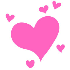 Love Hearts icon. flat iconic symbol with rounded angles, pink color, white background.