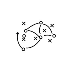 Soccer tactics icon, game success strategy in football, scheme play, vector illustration