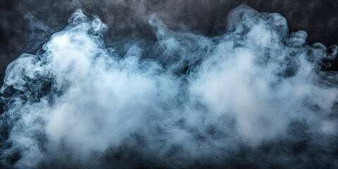 Dramatic Abstract Background of Blue Smoke Haze Vapor Fog Mist on Black