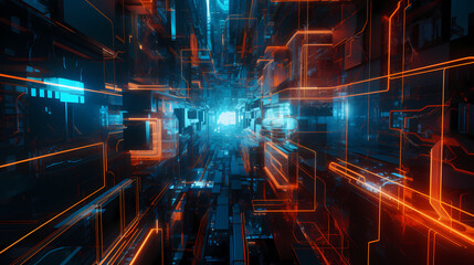 Fototapeta premium Neon Chaos Grid