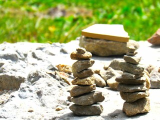 stack of stones on the hill