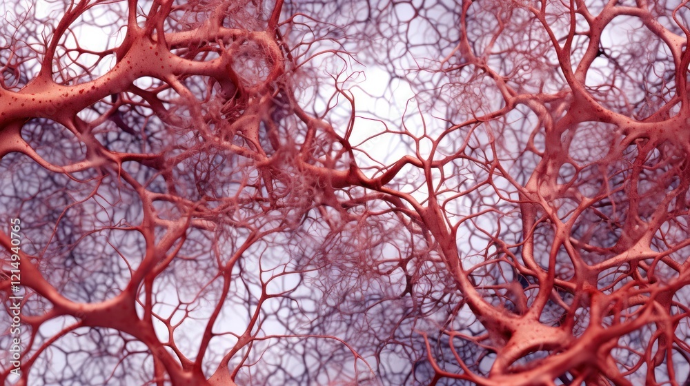 Aufkleber microscopic visualization of arteries with intricate branching networks and cellular textures of end