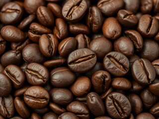 Naklejka premium Rich Coffee Beans Close-Up