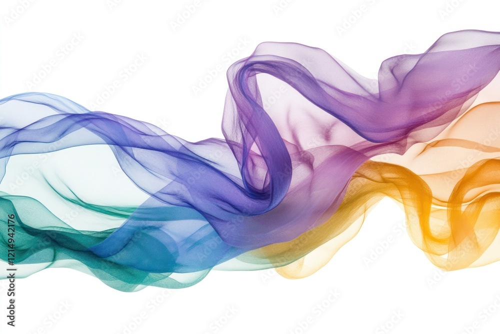 Poster soft flowing waves of vivid colors creating a harmonious and fluid abstract pattern