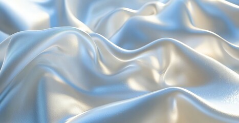 Obraz premium A 3D depiction of a sleek, glossy white surface with wavy patterns, perfect for a high-end cosmetic product backdrop.