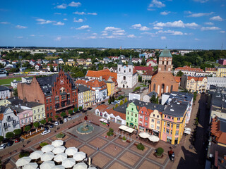 Chojnice, rynek, plac, Ratusz, kamienice, widok, panorama © ukasz