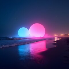 Radiant Neon Abstract Beachscape Time-Lapse Perfect for 