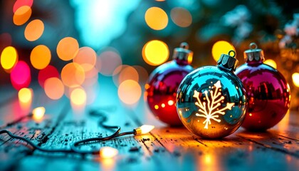 Close-up of colorful bokeh lights creating a festive holiday atmosphere