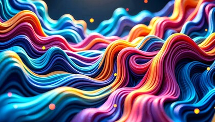 Obraz premium Conceptual design of vibrant waves showcasing synergy between art and technology