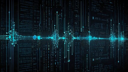 Ideal Digital Background for Technology, Neural Networks, AI, Data Encryption, Digital Archives, Multimedia, and Scientific Research