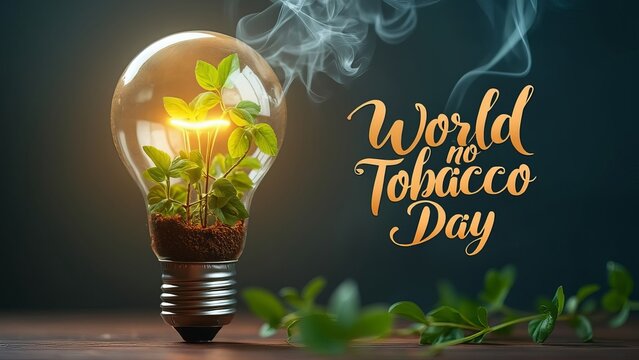 A glowing light bulb filled with fresh green plants