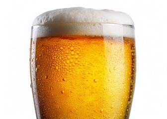 Fresh Craft Beer in Glass, Isolated White Background - Stock Photo