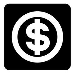 cashier or dollar sign symbol isolated on black background. vector ilustration. 