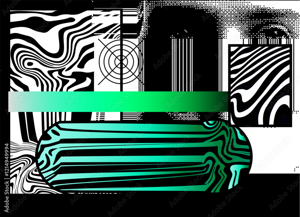 Aufkleber geometric distress aesthetics in abstract pattern design. brutalism inspired vector graphics collage