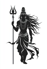 shiva har har mahadev shankar tridev with trishul hindu lord hindusim religious deity silhouette vector mascot vector design