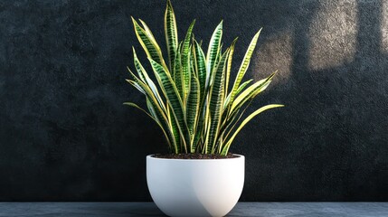 Snake plant in a modern white planter