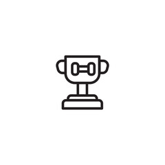 Fitness trophy icon. Gym award symbol. Trophy with dumbbell icon. Fitness achievement award. Minimalist fitness trophy.