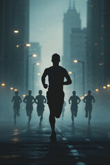Running silhouette colorful. Ideal for running poster. AI Generated