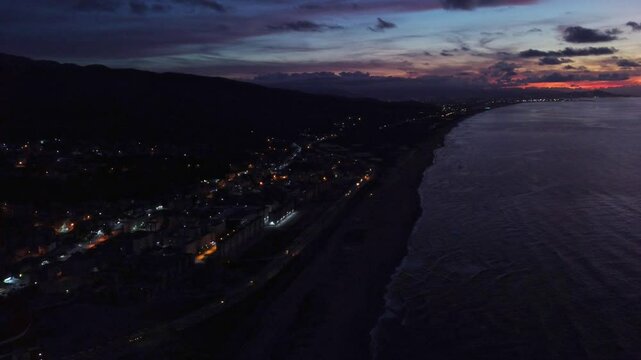 Small village with morning in state of Jijel, Algeria, rural village, A beautiful Mediterranean village in North Africa, Algeria from above, A small town overlooking the Mediterranean sea.