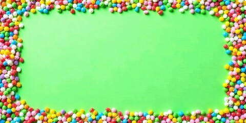 Obraz premium Colorful Candy Frame on Green Background A Festive Sweet Treat Border for Your Designs