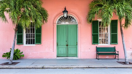 Fototapeta premium Colorful architectural doorway in charleston