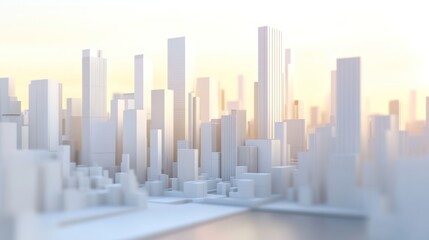Naklejka premium Stylized Minimalist Cityscape at Sunset