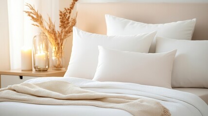 A tranquil sleep setting with soft pillows and blankets