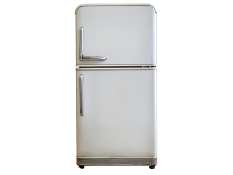 Isolated White Vintage Refrigerator