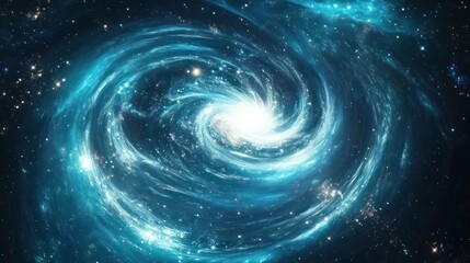 Cosmic Swirl of Blue, Teal, and Silver with Glowing Stardust Accents