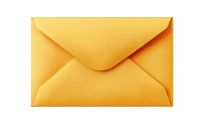 an open yellow envelope isolated on transparent background