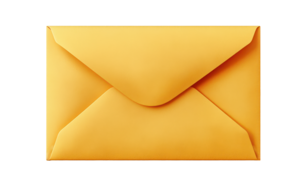 an open yellow envelope isolated on transparent background