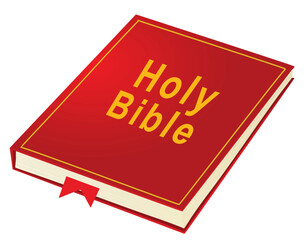 Red  Holy Bible book. vector