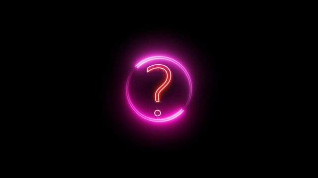  Interrogative and interrogative symbol with neon circle and interrogative icon animation
