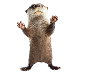 Isolated Otter Standing Upright