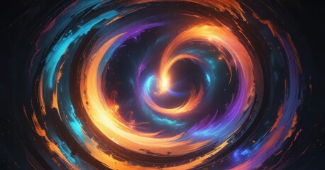 Obraz premium A mystical portal opens to reveal a swirling vortex in the center of an abstract background, glowing entrance, vibrant colors, ethereal atmosphere