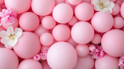 Decorative pink balls floral studio aesthetic