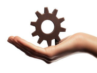 Isolated Hand Holding Metal Gear