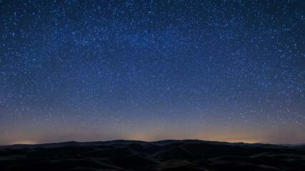 Endless Night Stary Sky Horizon Fly Over Landscape Background Loop