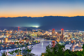 Kochi, Shikoku, Japan Skyline at Dusk