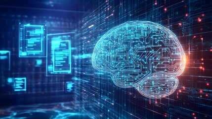 Fototapeta premium Digital Brain Circuitry Representing Artificial Intelligence