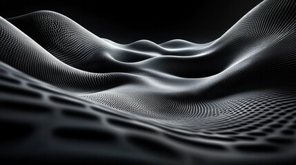 Naklejka premium Dark digital landscape with textured, rolling hills, background use