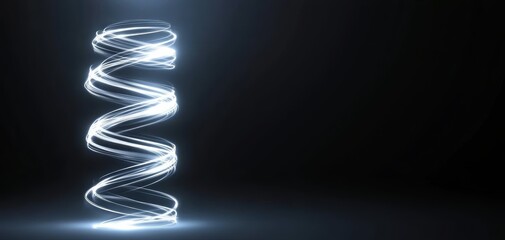 High-speed data streams represented as vibrant glowing light beams spiraling upward into a futuristic digital network