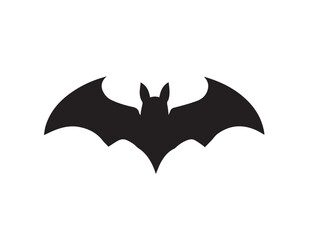 A black bat with outstretched wings on a white background. Vector illustration. Bat Silhouettes Vector Design. 