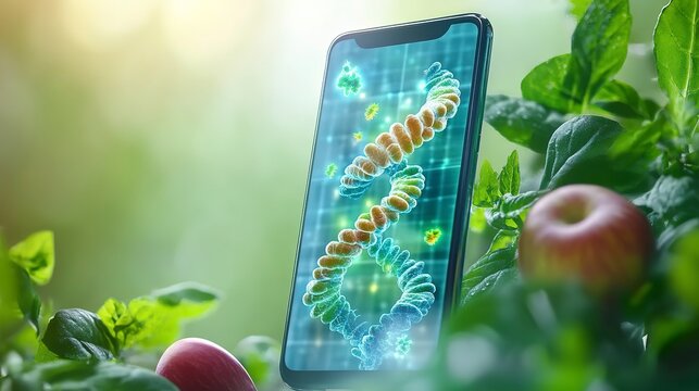 Exploring DNA-based dietary plans on a smartphone among fresh fruits and greenery
